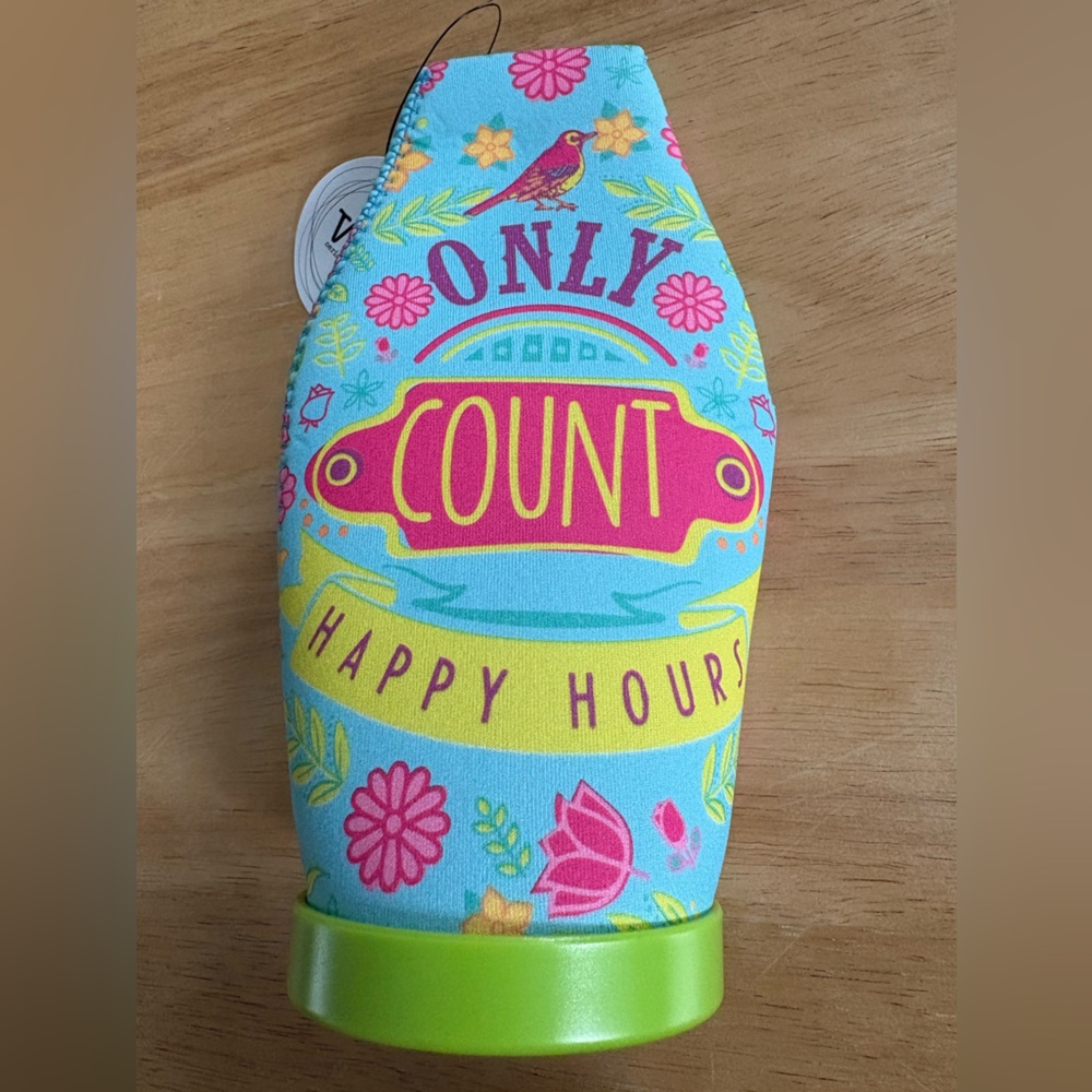 NWT- Neoprene zip-up bottle cooler w/built in bottle opener